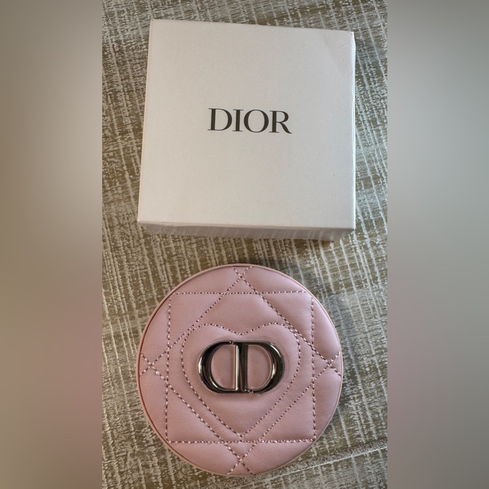 Dior CD Pink Quilted Compact Round Mirror NIB